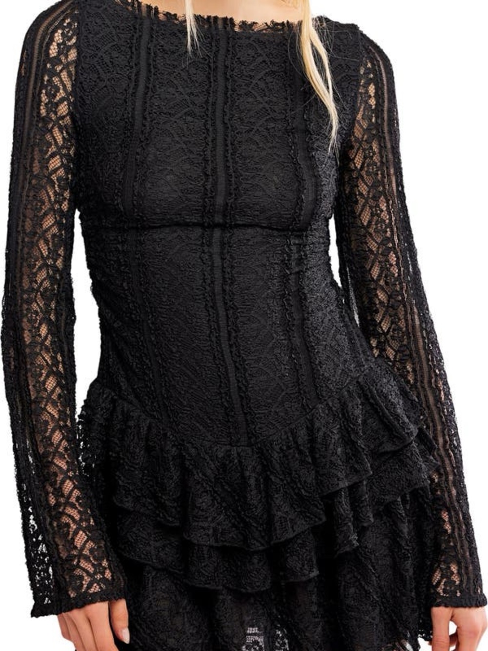 Free People Tabby Lace Long Sleeve Minidress Sz Large *Read Description*